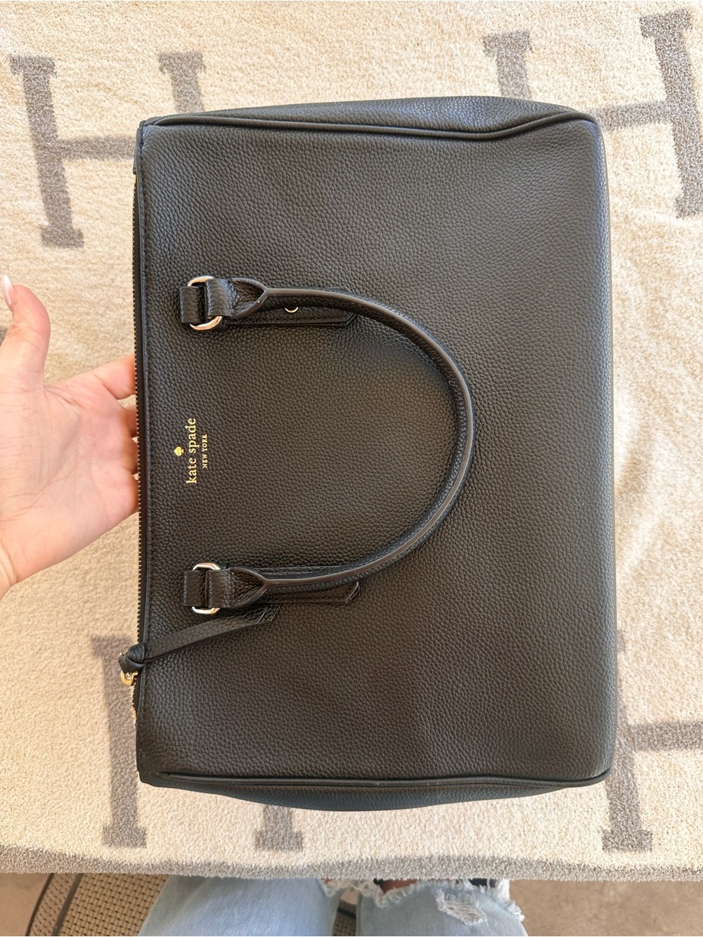 kate spade Black Pebbled Leather Satchel with Gold Logo - Picture 3 of 11